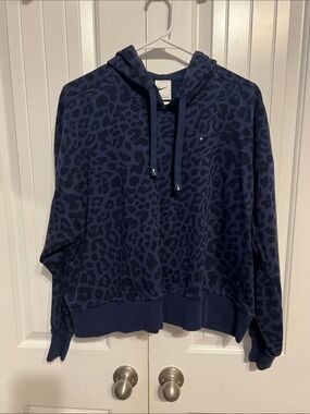Nike Navy Blue Leopard-Print Pullover Hoodie